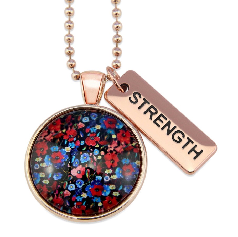 Jewellery 50% Off | Poppies Collection - Rose Gold 'Strength' Necklace - Wildflower Patch (10664)