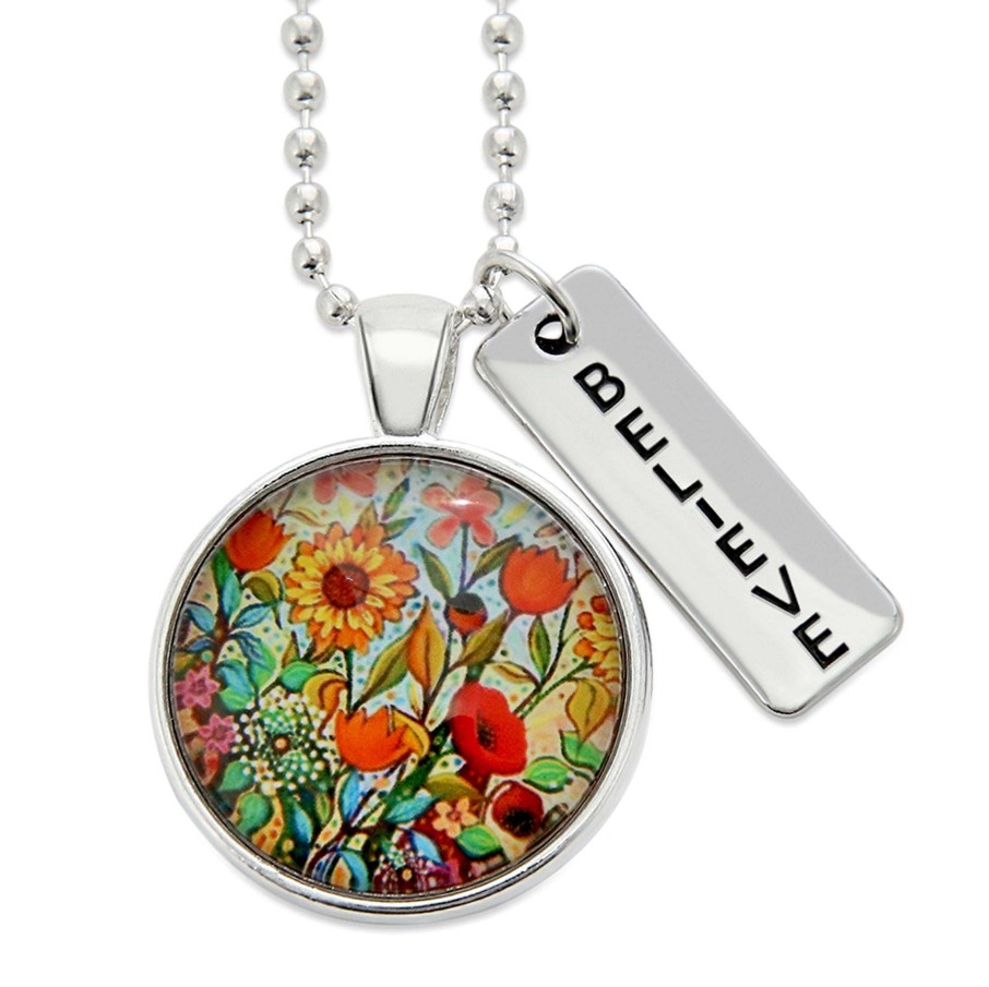 Jewellery Papa Glewy | Spring - 'Believe' Bright Silver Necklace - Springtime Buds (10144)