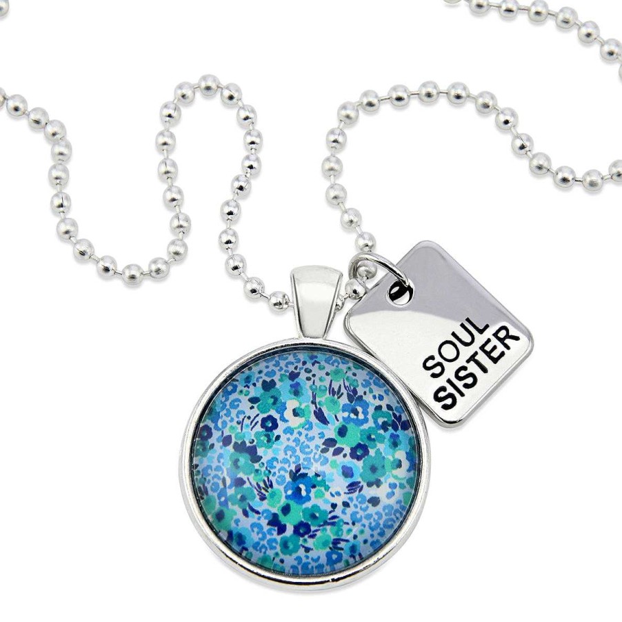 Jewellery Papa Glewy | Teal Collection - Bright Silver 'Soul Sister' Necklace - Fandango Blues (12833)