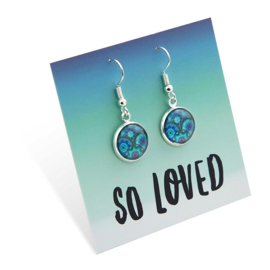 Jewellery Circle Drop Dangles | Teal Collection - So Loved - Bright Silver Dangle Earrings - Pinwheel (12321)