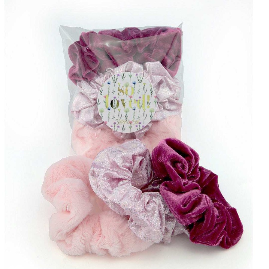 Accessories Hair Accessories | Hair Accessory Packs - Scrunchie 3 Pack - Gorgeous Pink (7018-1)