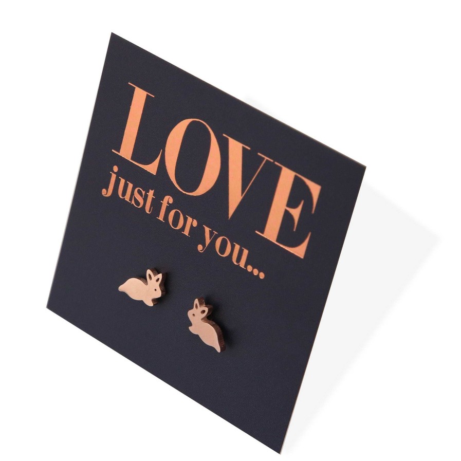 Jewellery Premium Studs | Stainless Steel Earring Studs - Love Just For You - Tiny Bunnies - Rabbits