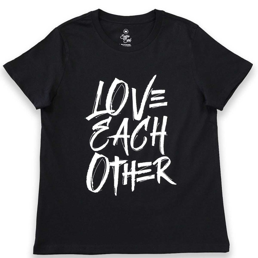 Apparel 50% Off | Love Each Other - Black Boxy Tee - White Print