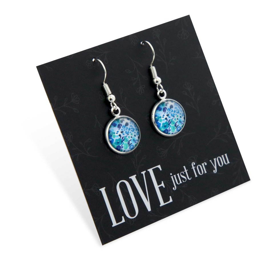 Jewellery Circle Drop Dangles | Teal Collection - Love Just For You - Bright Silver Dangle Earrings - Fandango Blues (12323)