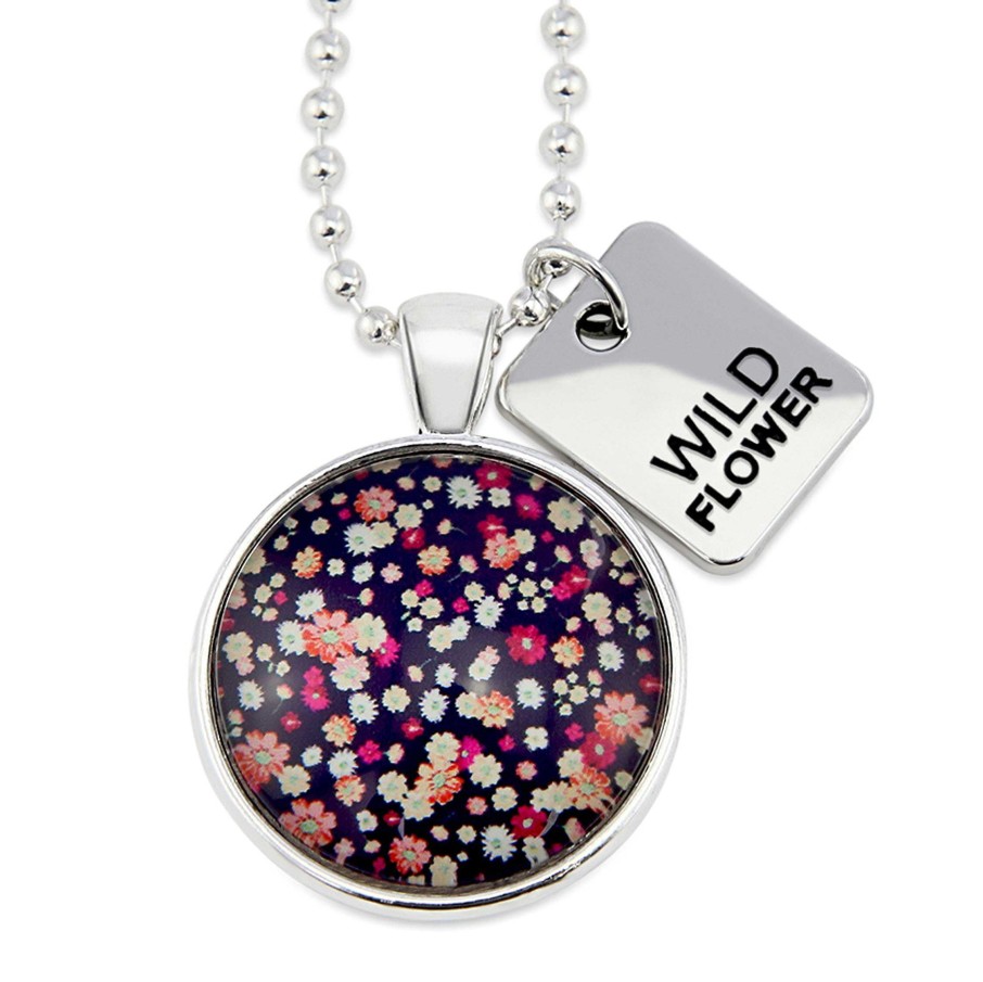 Jewellery Papa Glewy | Spring - 'Wild Flower' Bright Silver Necklace - Charlotte - (11225)