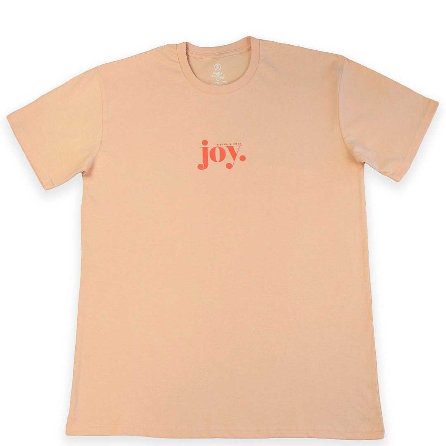 Apparel Tees Tanks & Totes | Joy - Plus Size Long Boxy Tee - Peach With Sunrise Orange Print