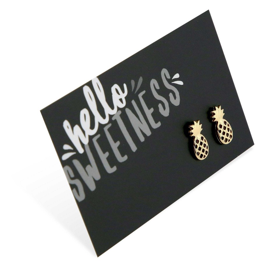 Jewellery Cute Stud Earrings | Hello Sweetness Pineapple - Gold Plated Stud Earrings (9804)