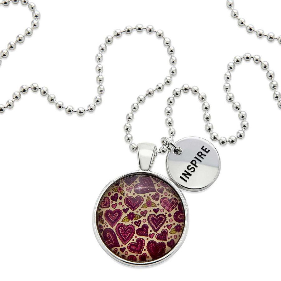 Jewellery Papa Glewy | Spring - 'Inspire' Bright Silver Necklace - Heart Patch - (10464)