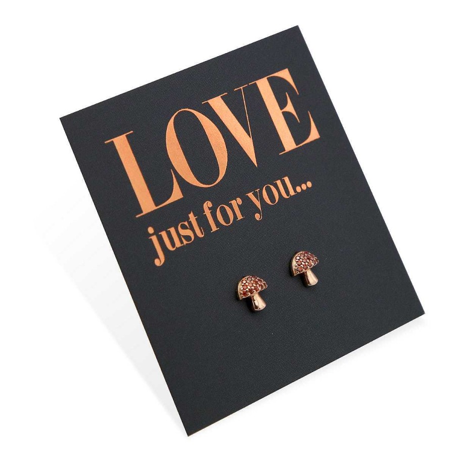 Jewellery Sterling Silver Studs | Tiny Mushroom Studs - Rose Gold Sterling Silver - Love Just For You (8816-R)