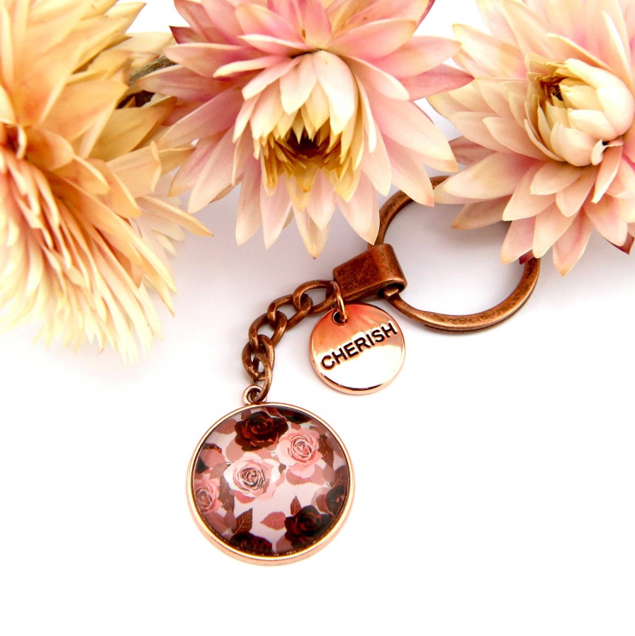 Accessories Papa Glewy | Pink Collection - Vintage Rose Gold 'Cherish' Keyring - Rosie (10534)