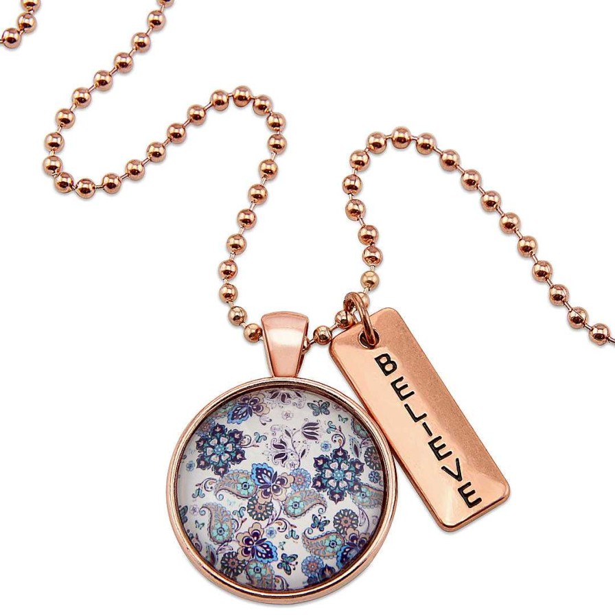 Jewellery Papa Glewy | Boho Collection - Rose Gold 'Believe' Necklace - Rhapsody (11261)