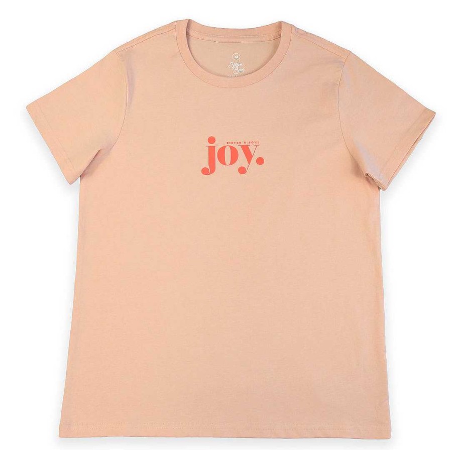 Apparel Tees Tanks & Totes | Joy - Boxy Tee - Peach With Sunrise Orange Print