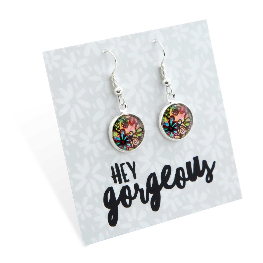 Jewellery Circle Drop Dangles | Spring - Hey Gorgeous - Bright Silver Dangle Earrings - Flora (9915)