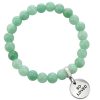 Jewellery Bracelets | Stone Bracelet 8Mm Soft Leafy Green Agate - With Silver Word Charms