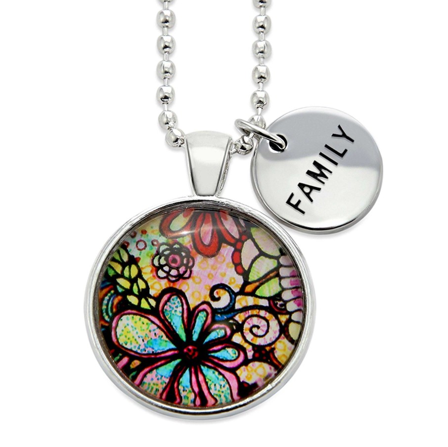 Jewellery Papa Glewy | Spring - 'Family' Bright Silver Necklace - Flora - (10452)