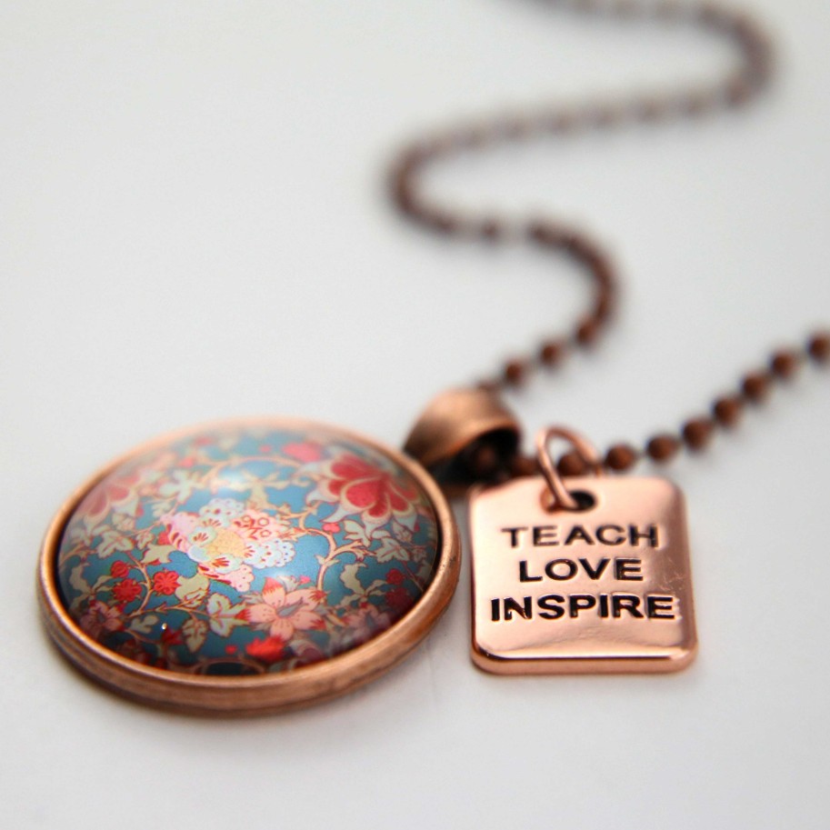 Jewellery Papa Glewy | Boho Collection - Vintage Copper 'Teach Love Inspire' Necklace - Willow (10525)