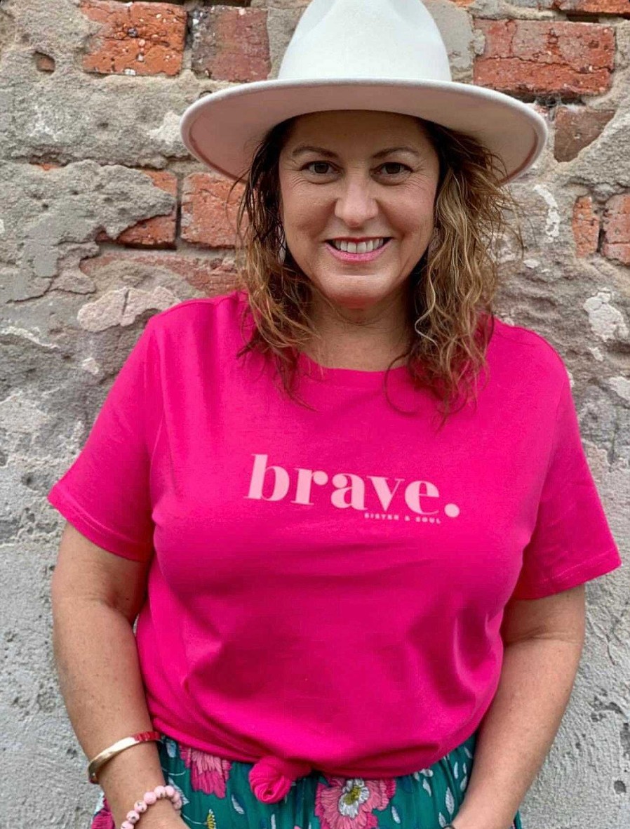 Apparel Tees Tanks & Totes | Brave - Fuchsia Boxy Tee - Pink Print