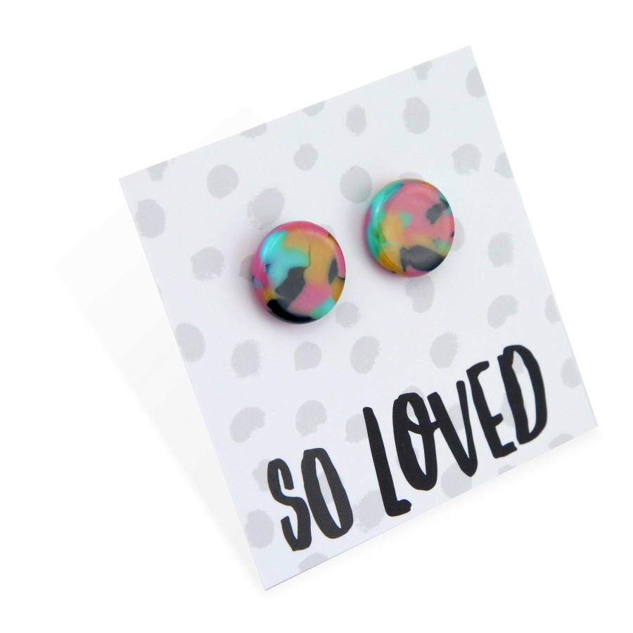 Jewellery Statement Earrings | So Loved - Resin Circle Studs - Jazz (11534)