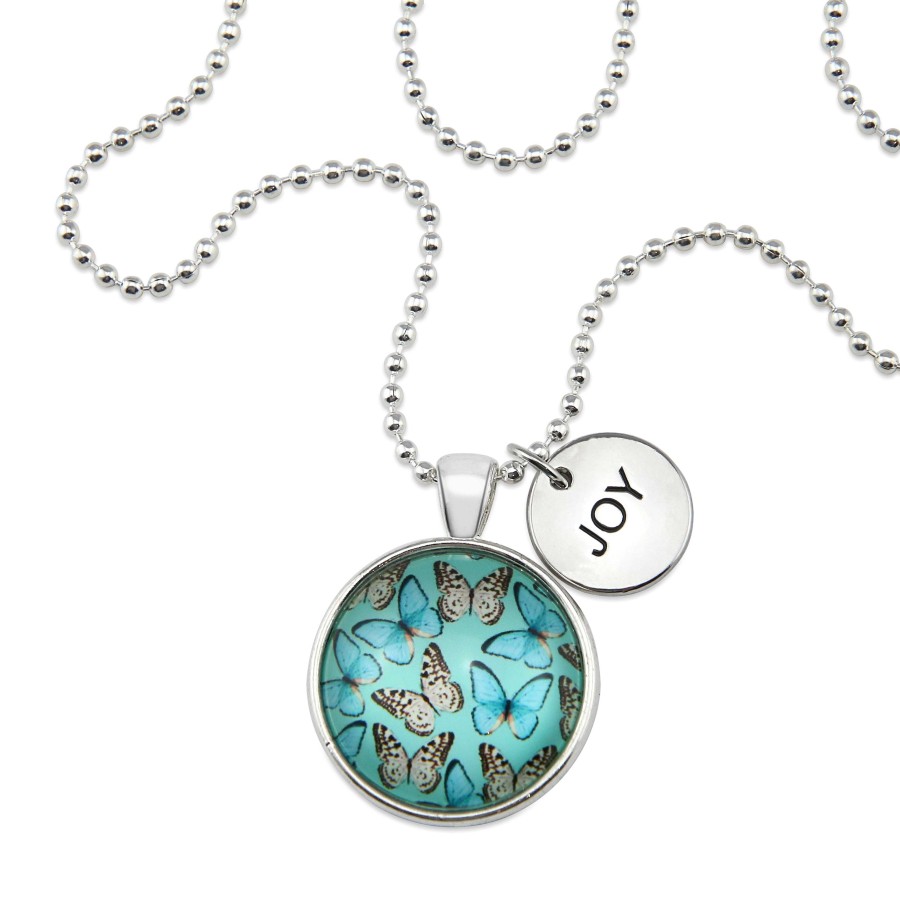 Jewellery Papa Glewy | Heart & Soul Wings - Bright Silver ' Joy ' Necklace - Butterfly Flutter (10924)