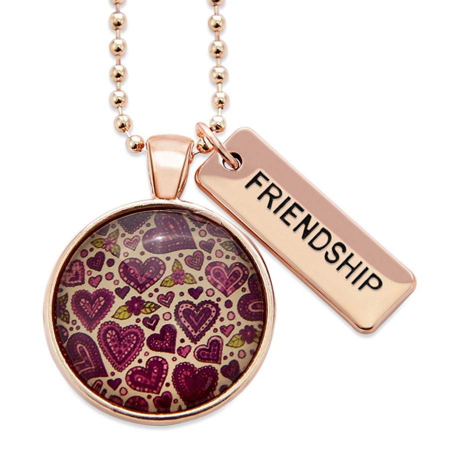 Jewellery Papa Glewy | Spring - 'Friendship' Rose Gold Necklace - Heart Patch - (10425)