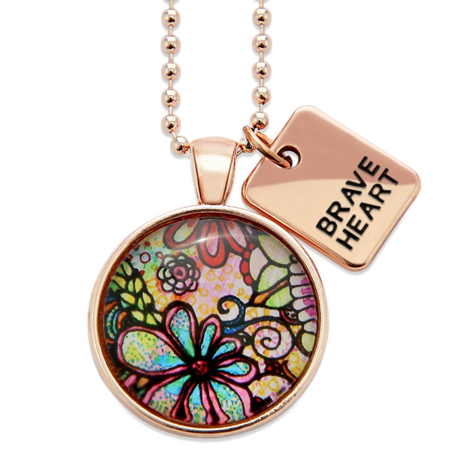 Jewellery Papa Glewy | Spring - 'Brave Heart' Rose Gold Necklace - Flora - (10442)