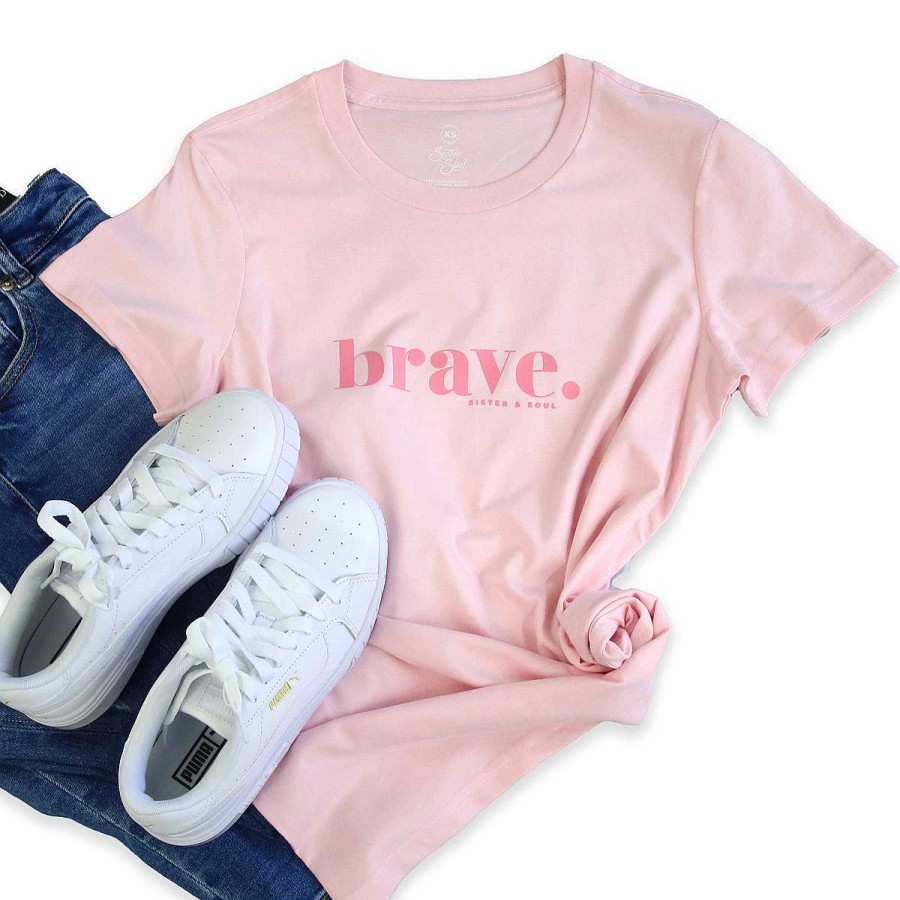 Apparel Tees Tanks & Totes | Brave - Soft Pink Boxy Tee - Pink Print