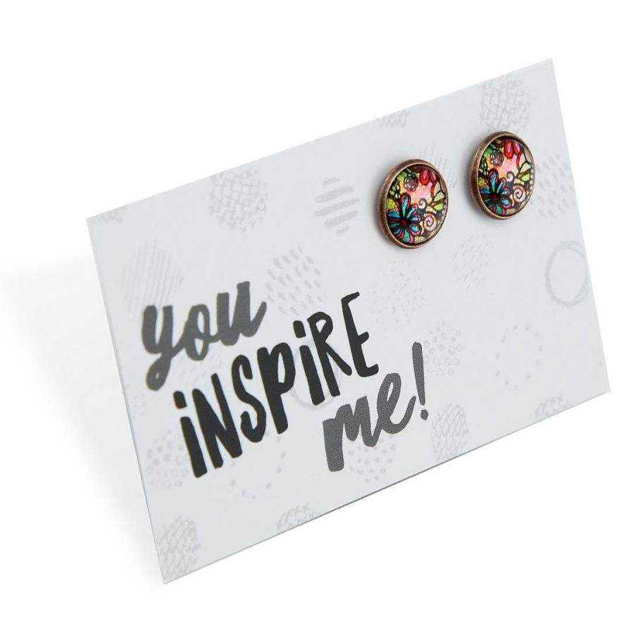 Jewellery Deluxe Stud Earrings | Spring - You Inspire Me - Vintage Copper 12Mm Circle Studs - Flora (11023)