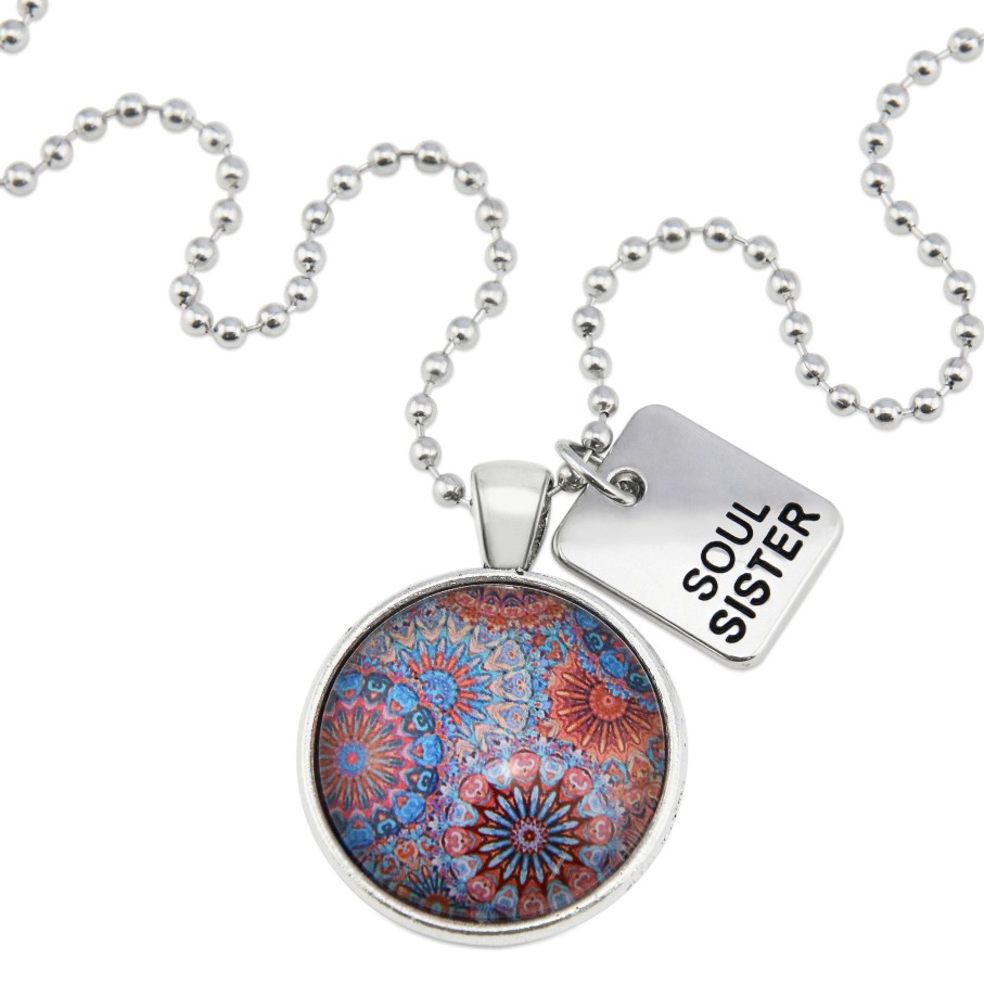 Jewellery Papa Glewy | Boho Collection- Vintage Silver 'Soul Sister' Necklace - Glaze (11011)