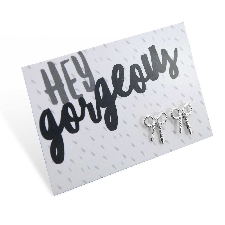 Jewellery Cute Stud Earrings | Hey Gorgeous! - Silver ' Put A Bow On It ' Earrings (9608)