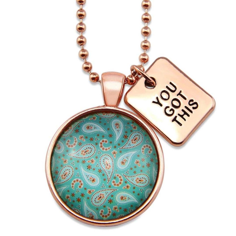 Jewellery Papa Glewy | Boho Collection - Rose Gold 'You Got This' Necklace - Tranquil (10141)