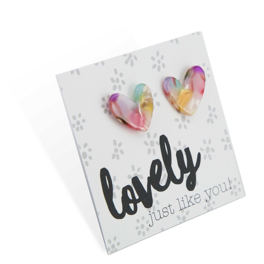 Jewellery Statement Earrings | Lovely Just Like You - Resin Heart Studs - Flamenco (9902)