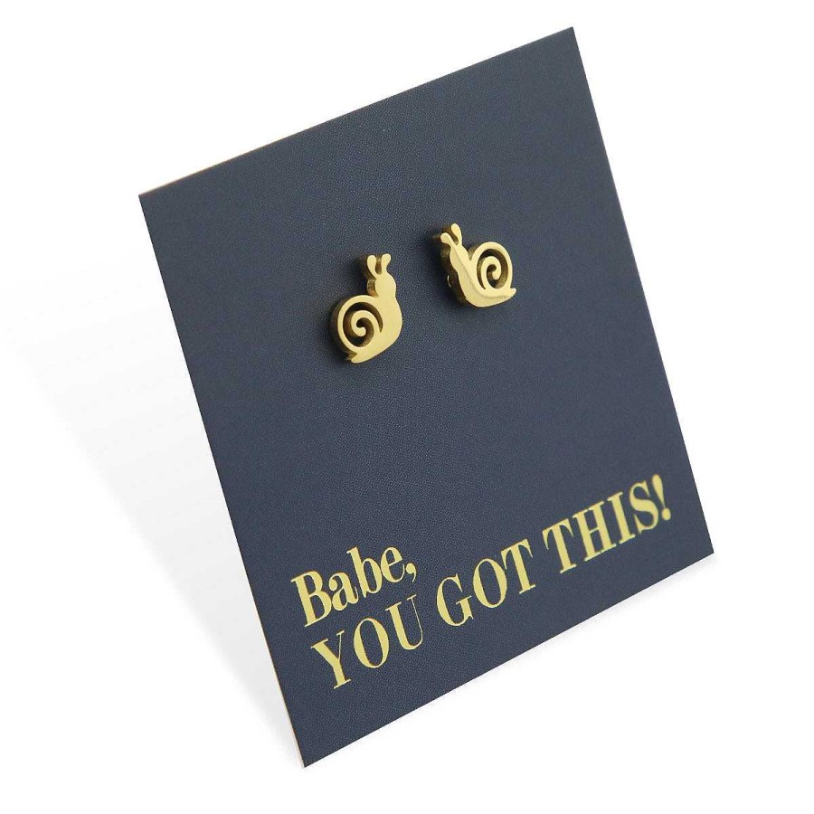 Jewellery Premium Studs | Stainless Steel Earring Studs - Babe You Got This - Snails