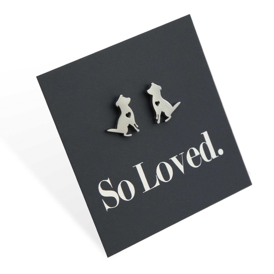 Jewellery Premium Studs | Stainless Steel Earring Studs - So Loved - Dog Love