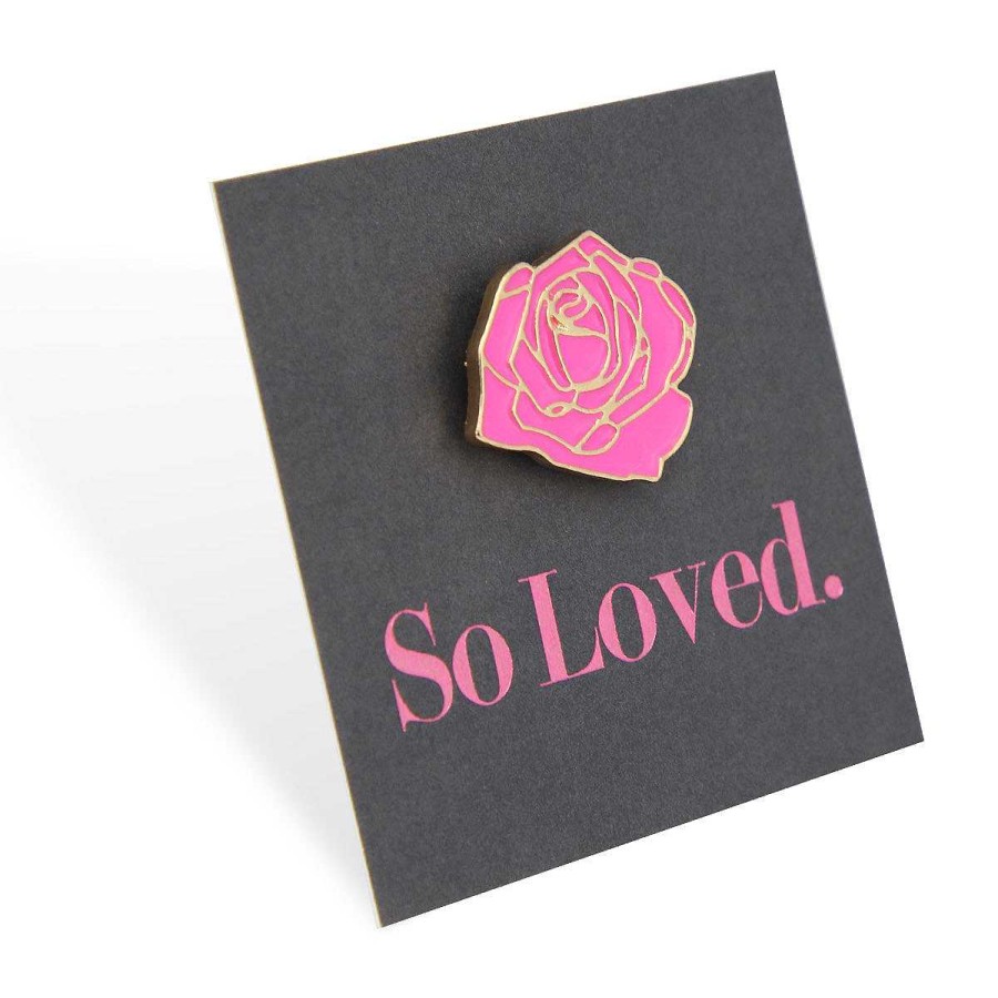 Accessories Accessories | Lovely Pins! So Loved - Pink Rose Enamel Badge Pin - (12031)