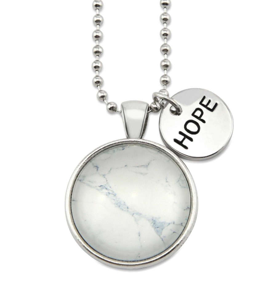 Jewellery Papa Glewy | Black & Whites - Vintage Silver ' Hope ' Necklace - Marble-Isheous (11065)