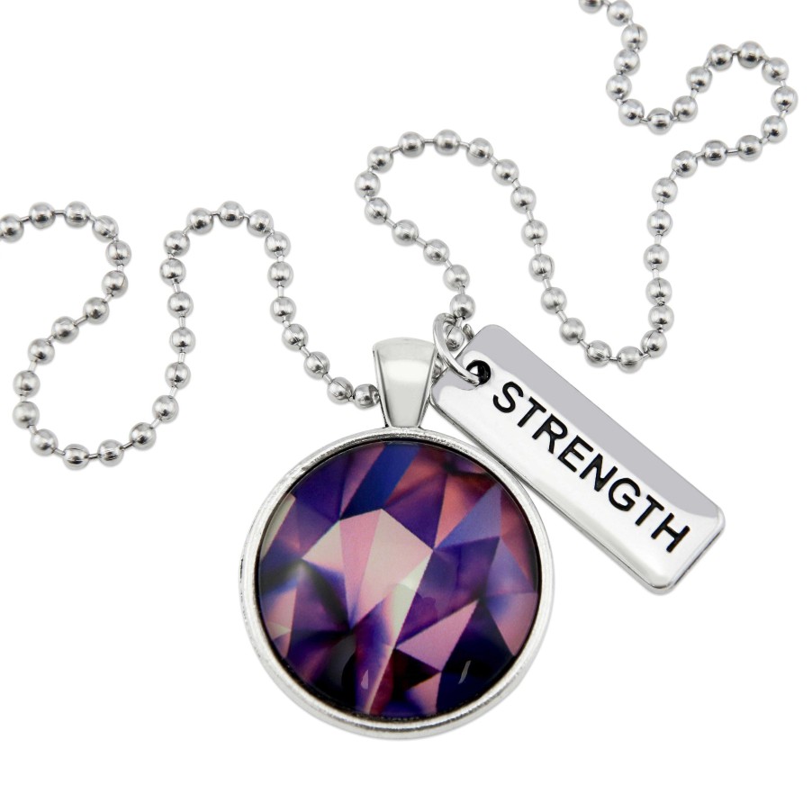 Jewellery Papa Glewy | The Strong Women Collection - Vintage Silver 'Strength' Necklace - Purple Powerhouse (10242)