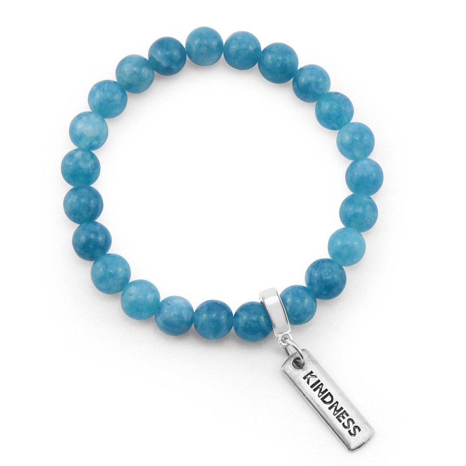 Jewellery Bracelets | Stone Bracelet - Oceana Wash - 8Mm Beads With Word Charm