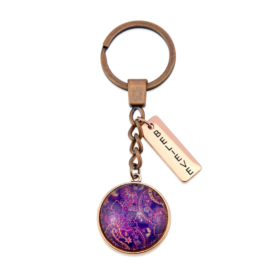 Accessories Papa Glewy | Spring - 'Believe' - Vintage Rose Gold Keyring - Maze (11035)