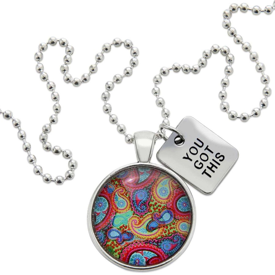 Jewellery 50% Off | Spring - 'You Got This' Bright Silver Necklace - Vivid - (10812)