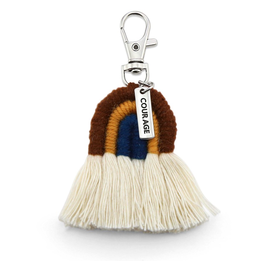 Accessories 50% Off | Mini Handwoven Rainbow Keyring / Bag Accessory 'Courage' In Silver - Kristen (7021-1)