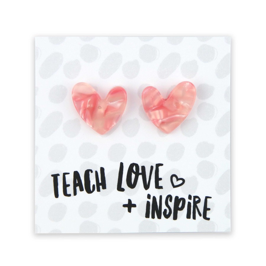 Jewellery Statement Earrings | Teach Love + Inspire - Resin Heart Studs - Valentine (12012)