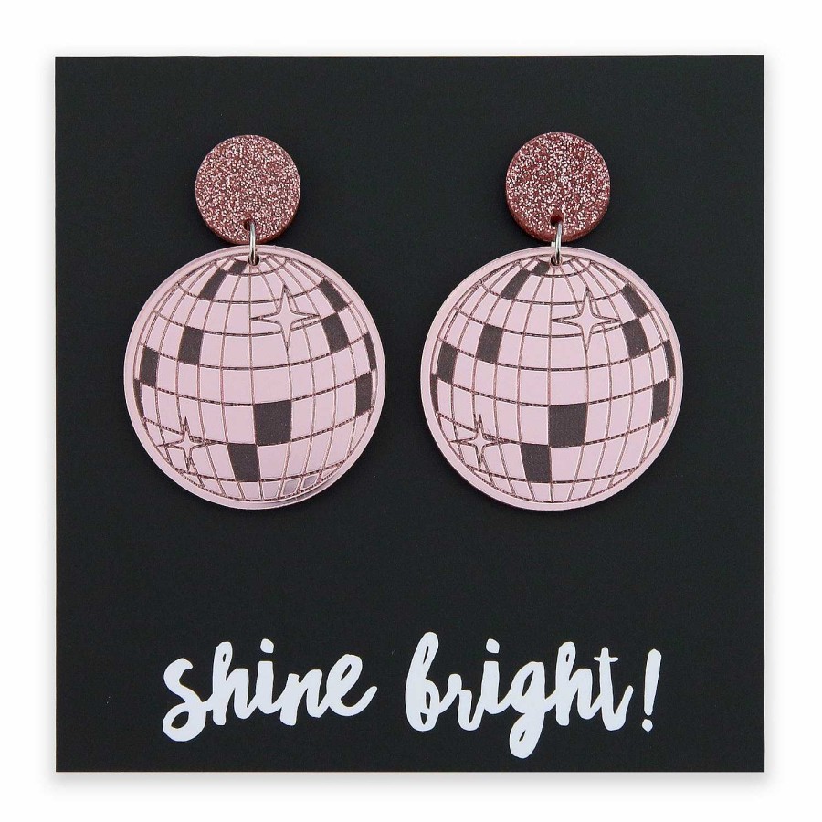 Jewellery Statement Earrings | Acrylic Dangles - 'Shine Bright' - Disco Ball (12243)