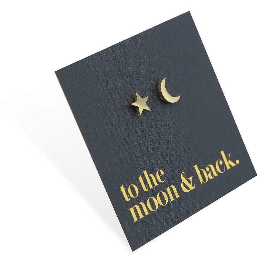 Jewellery Premium Studs | Stainless Steel Earring Studs - To The Moon And Back - Star & Moon