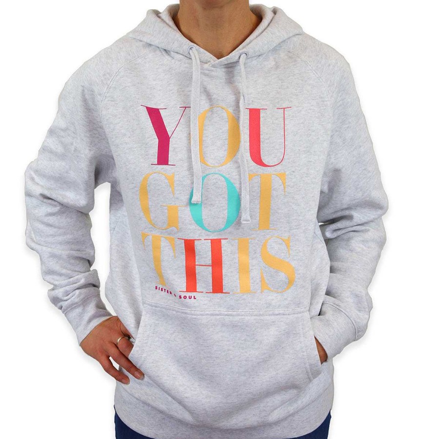 Apparel Hoodies | You Got This Hoodie - Light Grey Marle With Colourful Print