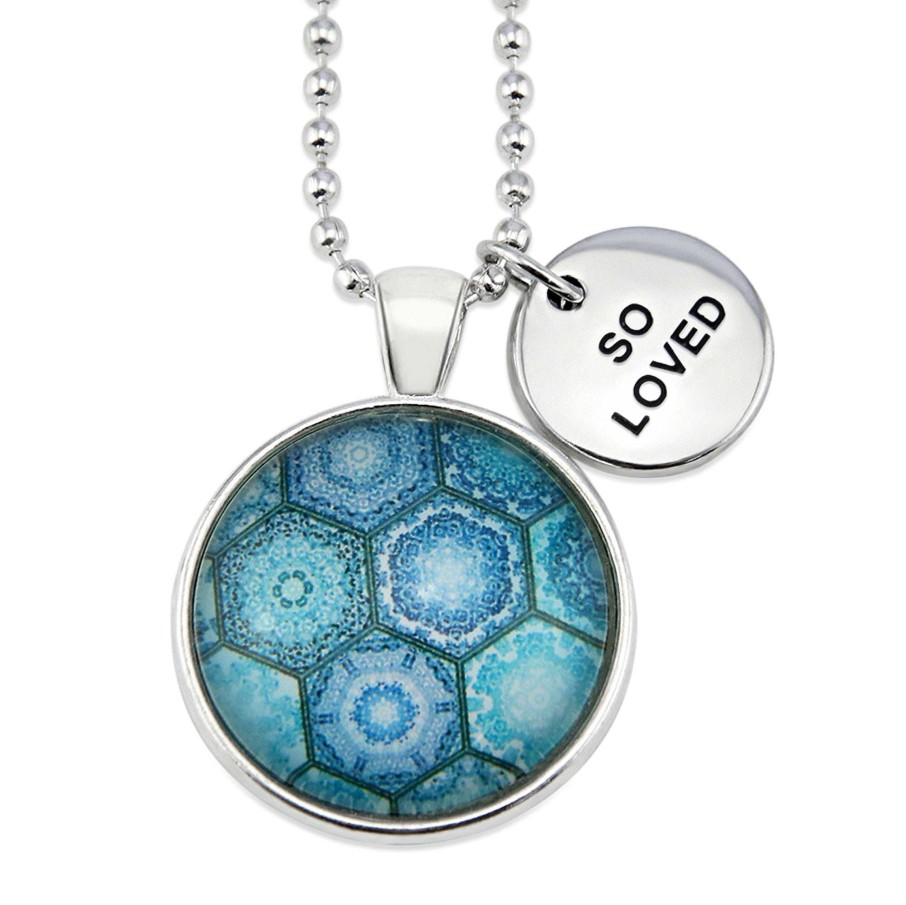 Jewellery Papa Glewy | Teal Collection - Bright Silver 'So Loved' Necklace - Hexa (12862)