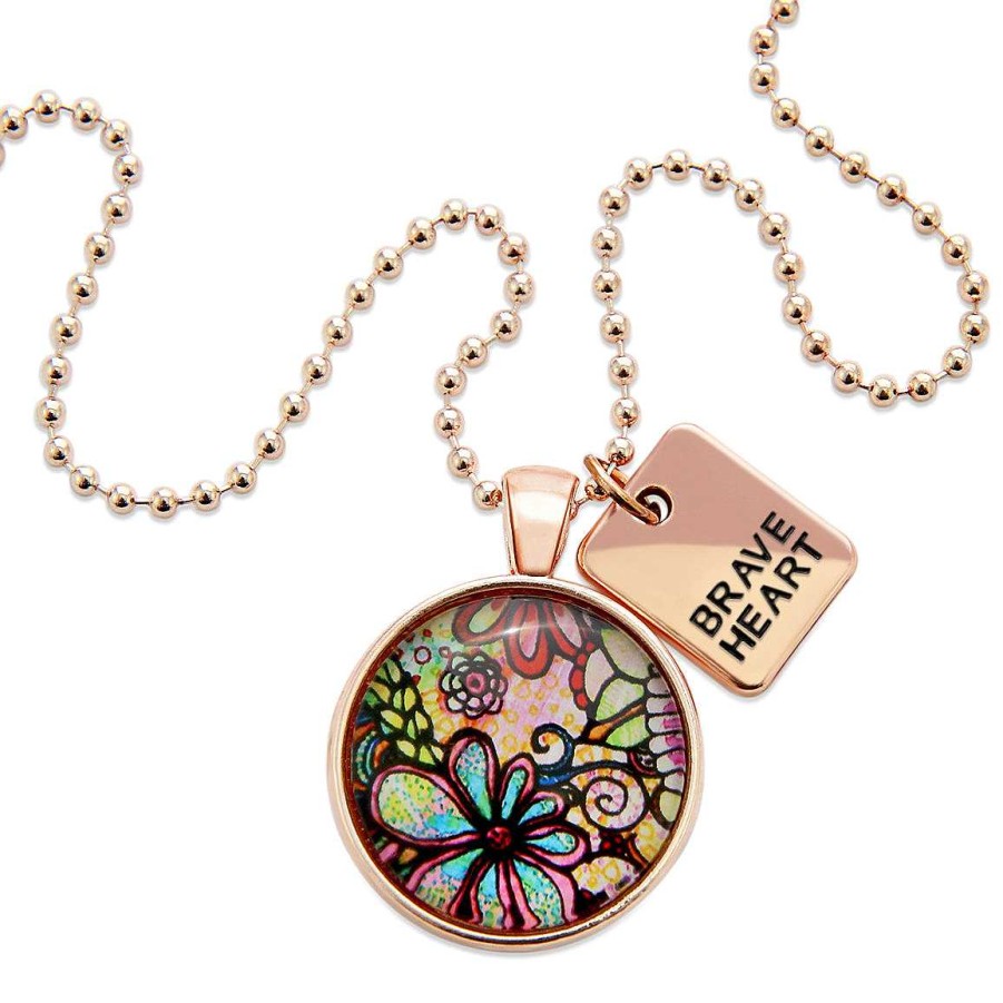 Jewellery Papa Glewy | Spring - 'Brave Heart' Rose Gold Necklace - Flora - (10442)