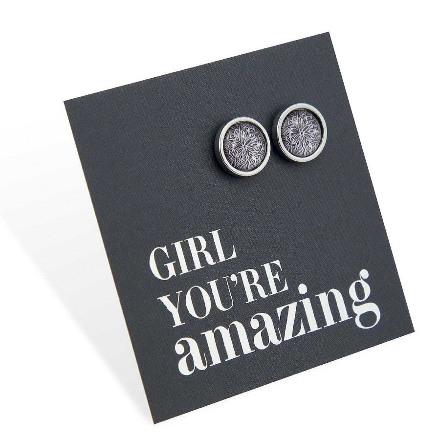 Jewellery Stainless Steel Circle Studs | Girl, You'Re Amazing - Silver Stainless Steel 8Mm Circle Studs - Lionhearted Silver (11841)