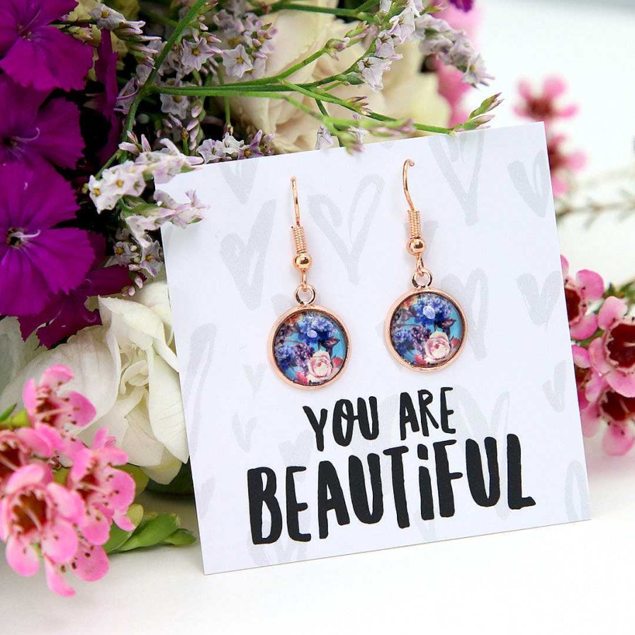 Jewellery Circle Drop Dangles | Spring - You Are Beautiful - Rose Gold Dangle Earrings - Floweret (11032)