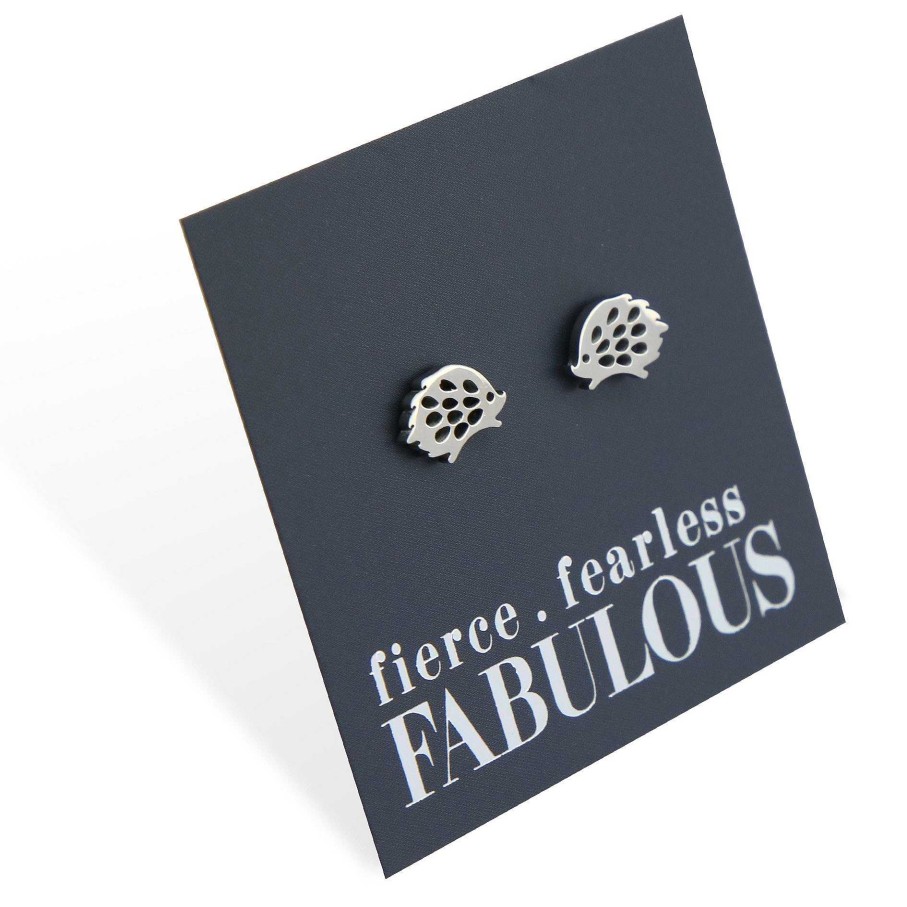 Jewellery Premium Studs | Stainless Steel Earring Studs - Fierce Fearless Fabulous - Hedgehogs