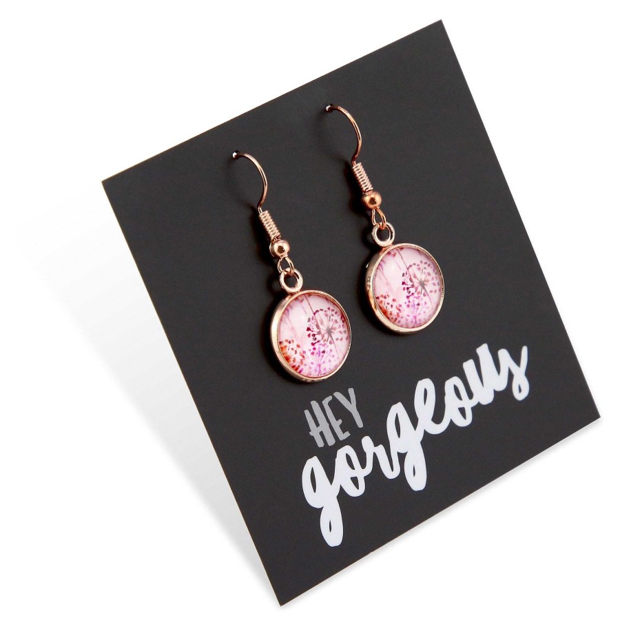 Jewellery Circle Drop Dangles | Pink Collection - Hey Gorgeous - Rose Gold Dangle Earrings - Pink Wish (2210)